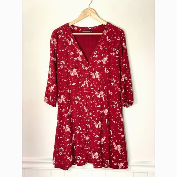 Abercrombie & Fitch Dainty Floral Y2K Cottage Vneck Dainty Dress Size Large c145 - Picture 1 of 14